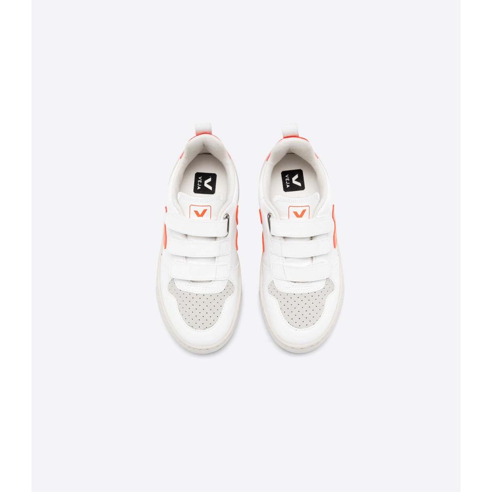 White/Orange Kids' Veja V-10 CWL Sneakers | AU 858DFM